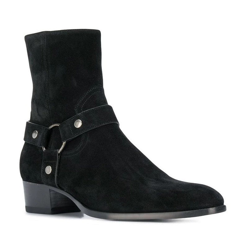 Deer Leather Men's/Unisex Heeled Boots