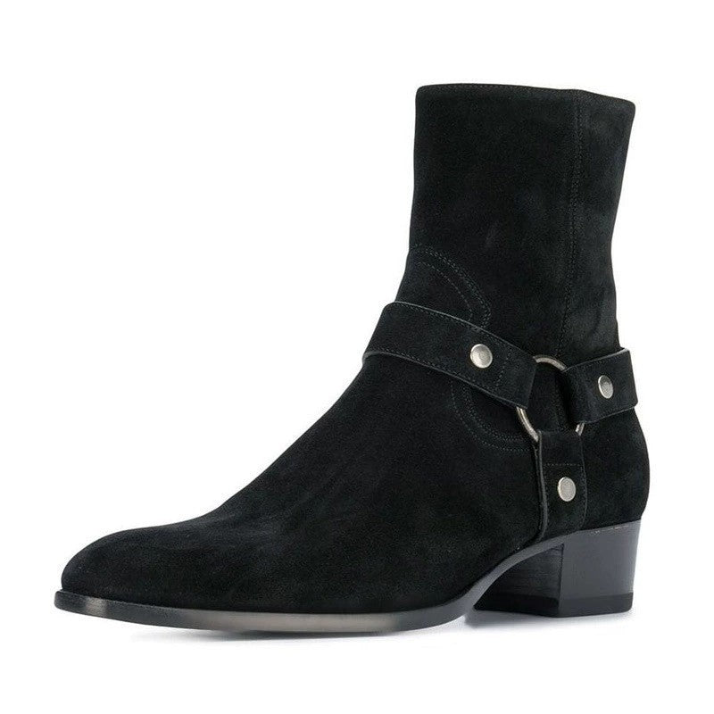 Deer Leather Men's/Unisex Heeled Boots