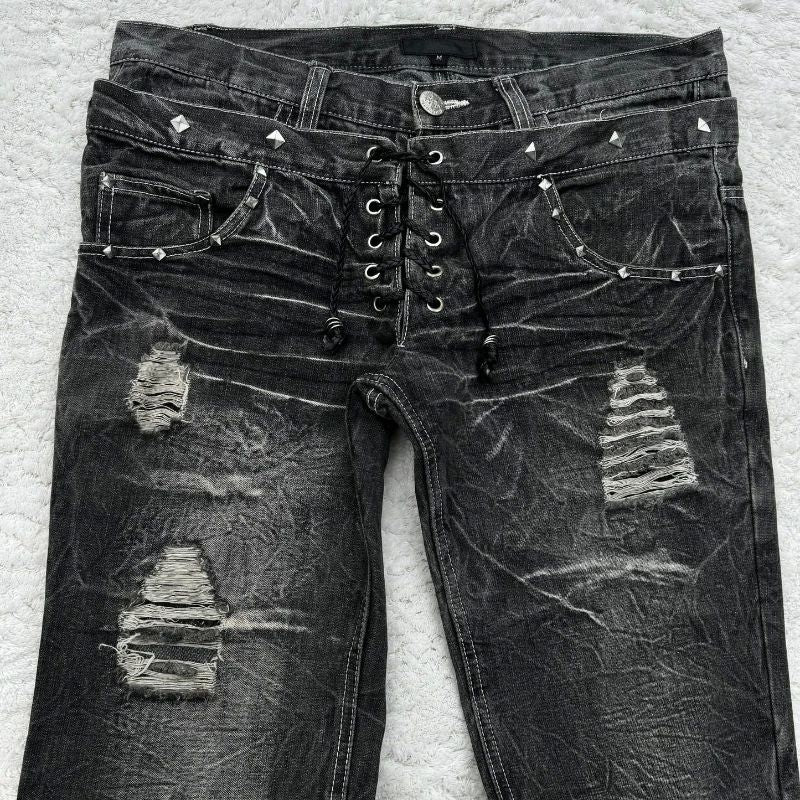 Relight Lace up Double Waisted Jeans