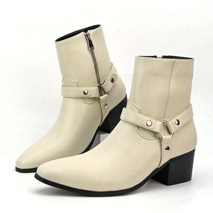 Faux Leather Men's Heel boots
